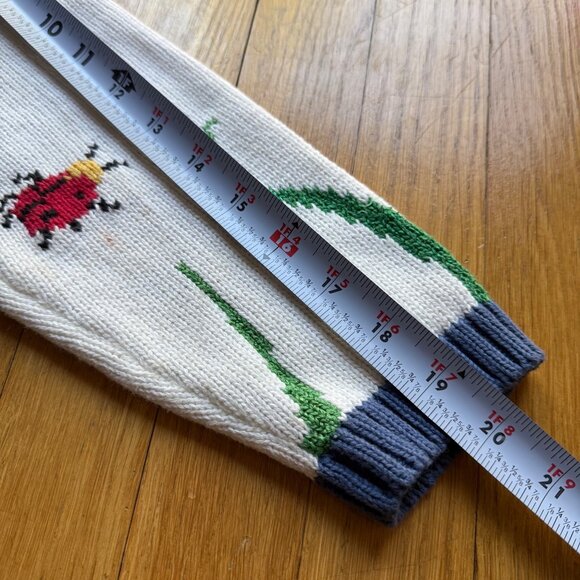 Vintage Talbots Size PS White Cotton Silk Blend Butterfly Ladybug Knit Cardigan - Picture 8 of 16